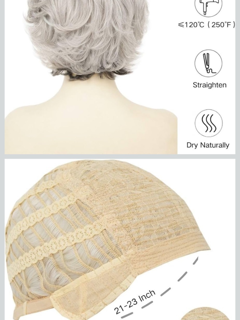 Short Layered Silver Synthetic Wig for Women - Elegant Light Gray Style - Picture 2 of 9